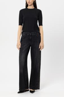 LUISA CERANO Jeans WIDELEG-BLACK-DENIM 